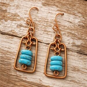 Turquoise and Copper Earrings